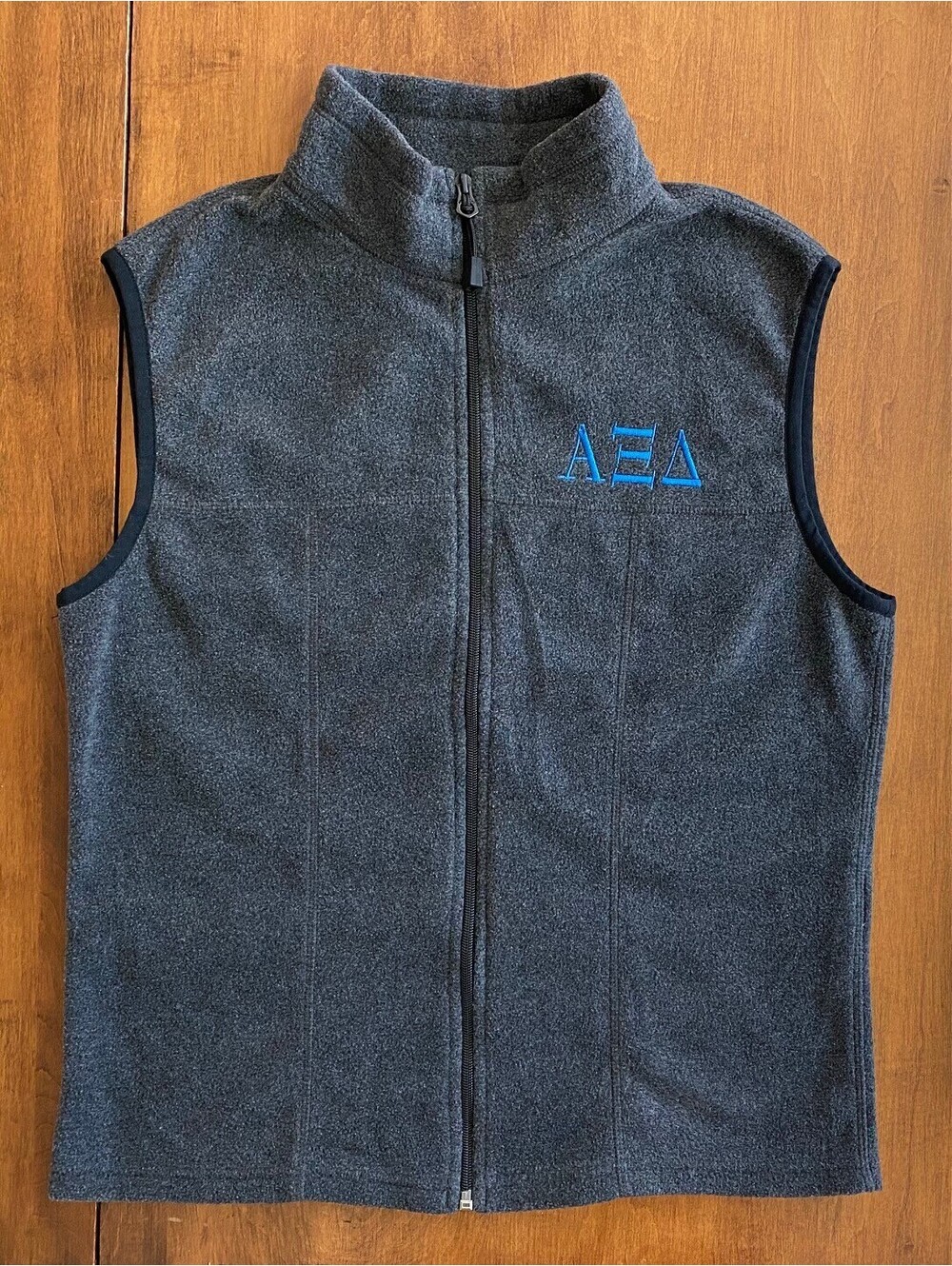 Womens NORTH END ALPHA XI DELTA SORORITY FLEECE VEST Zip Front SLEEVELESS Gray M